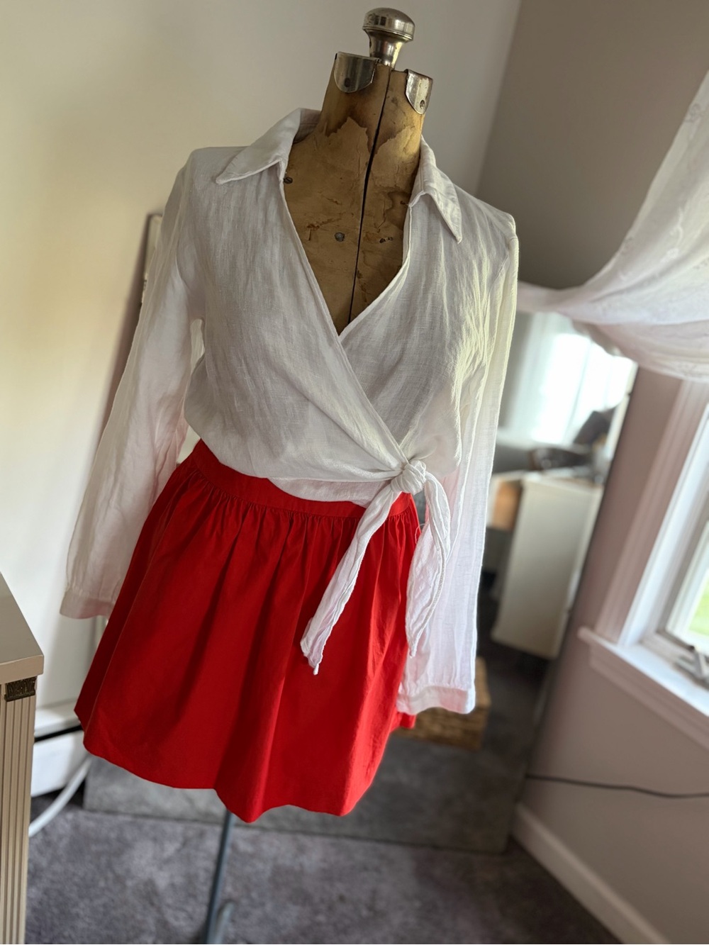Banana Republic Red Orange Cotton Mini Skirt
